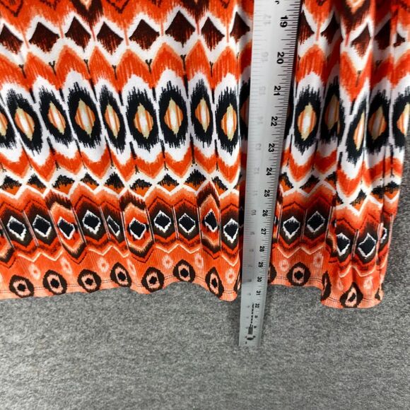 Cato Top Women 18/20W Plus Orange Striped Short Sleeve Round Neck Pullover - Picture 6 of 7